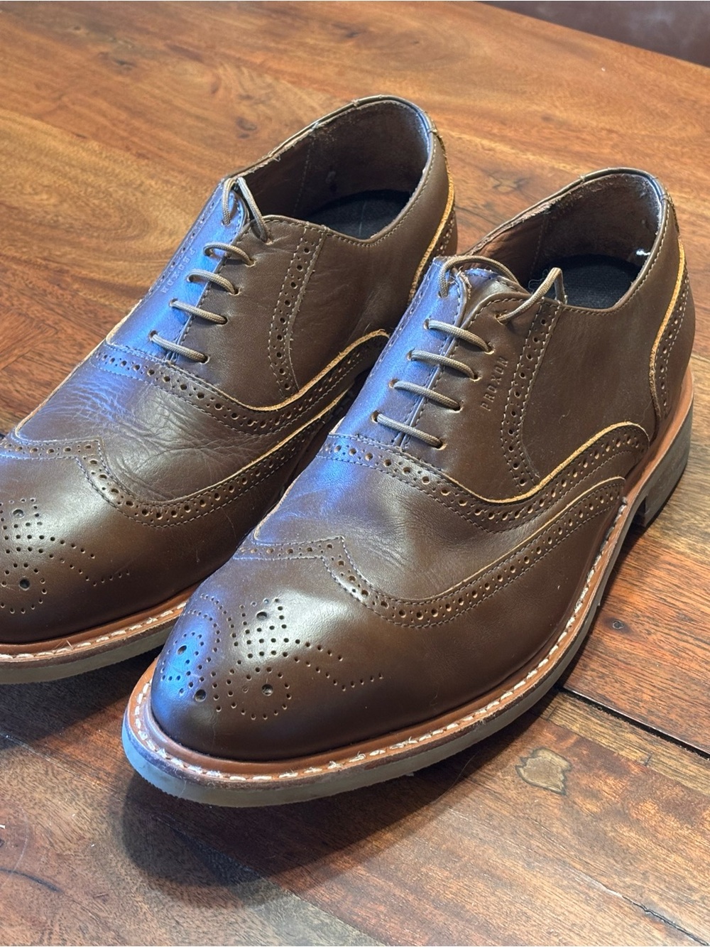Proxon Volta Brown Leather Wingtip Steel Toe Oxford Shoes - Men